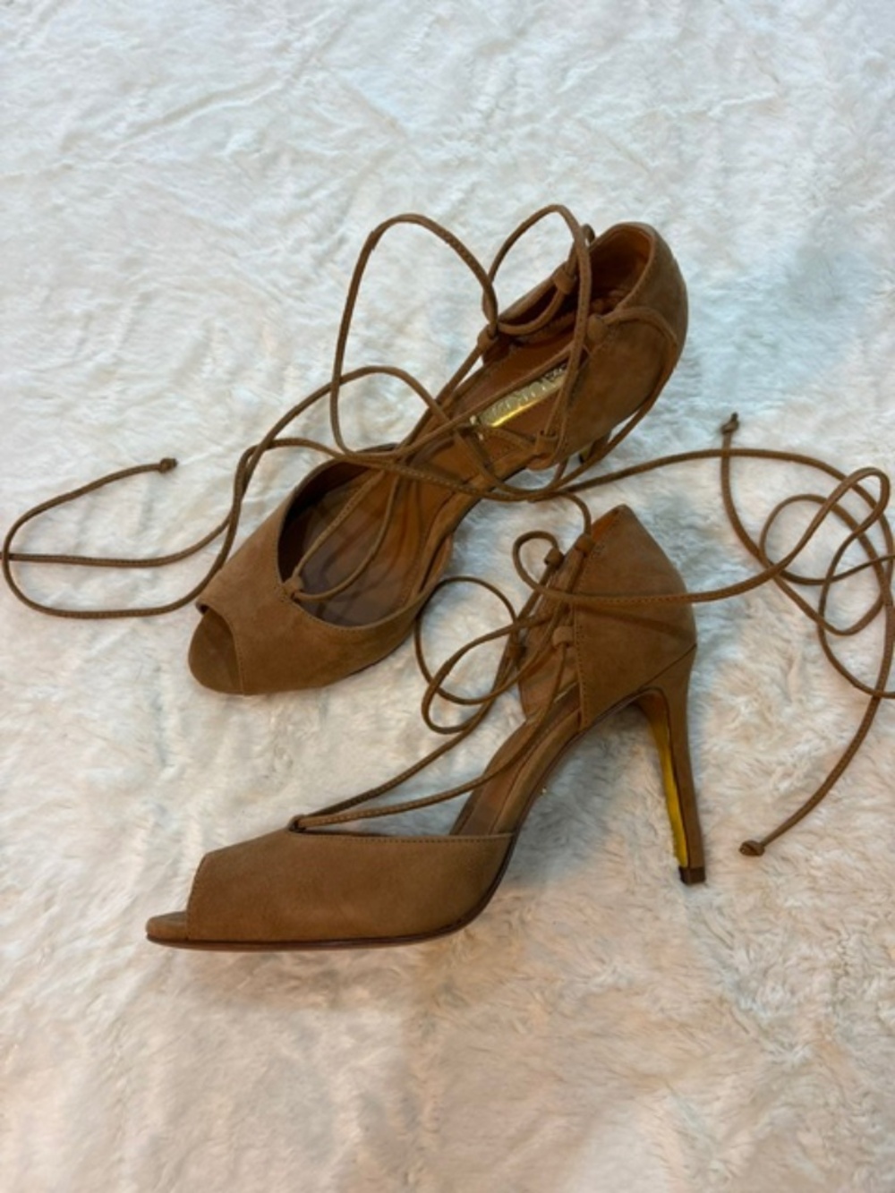 RL Brown Suede High Heel Sandals